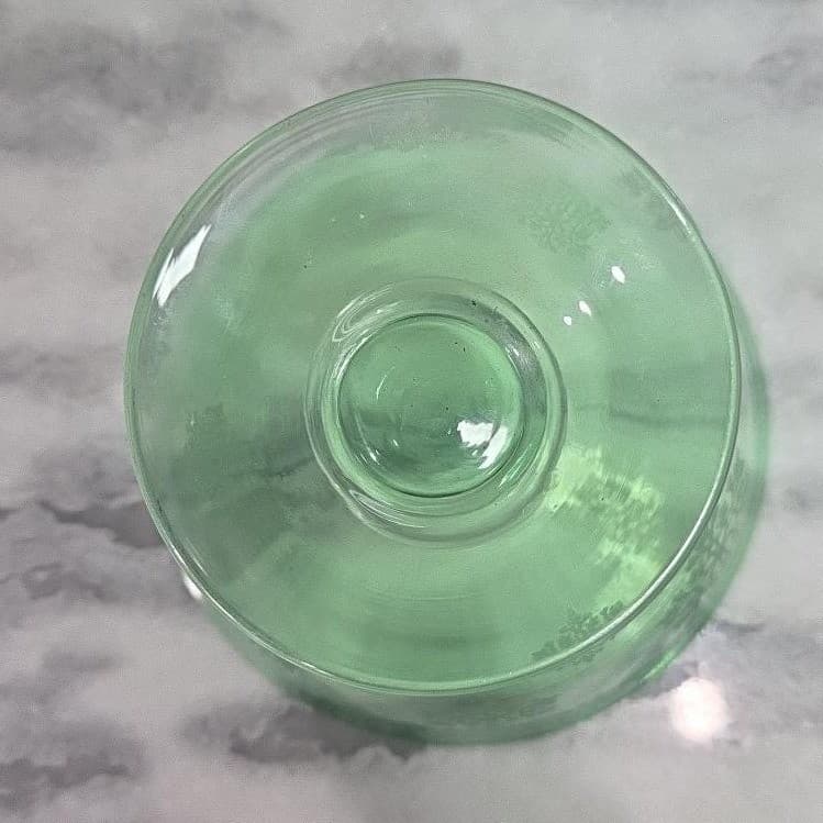 Christmas Green Crystal Footed Bowl, Etched Snowflakes, Vintage Holiday Decor - Thumbnail 8