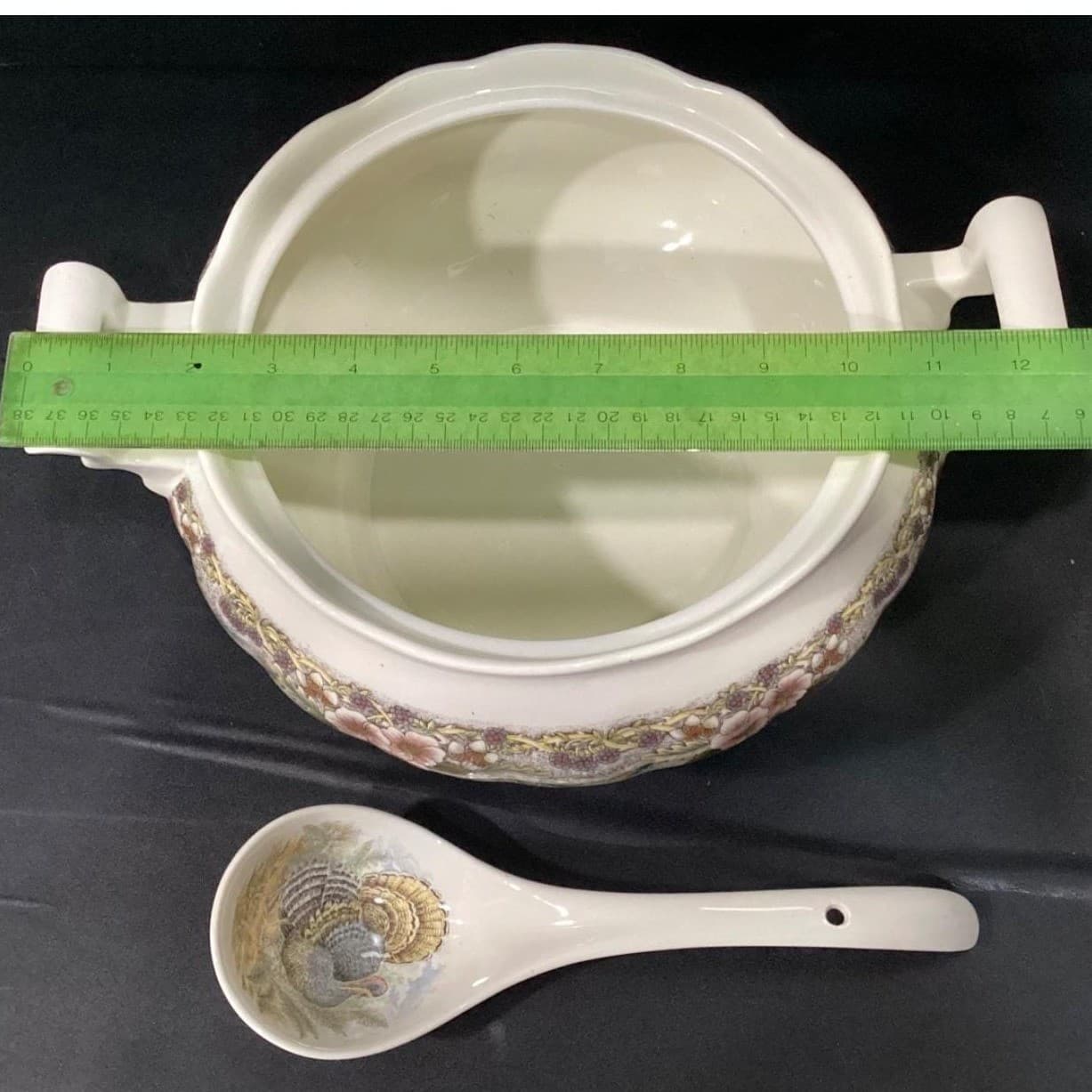 Churchill Myott Thanksgiving Soup Tureen Set, Four Piece Brown Transferware, Vtg - Thumbnail 12