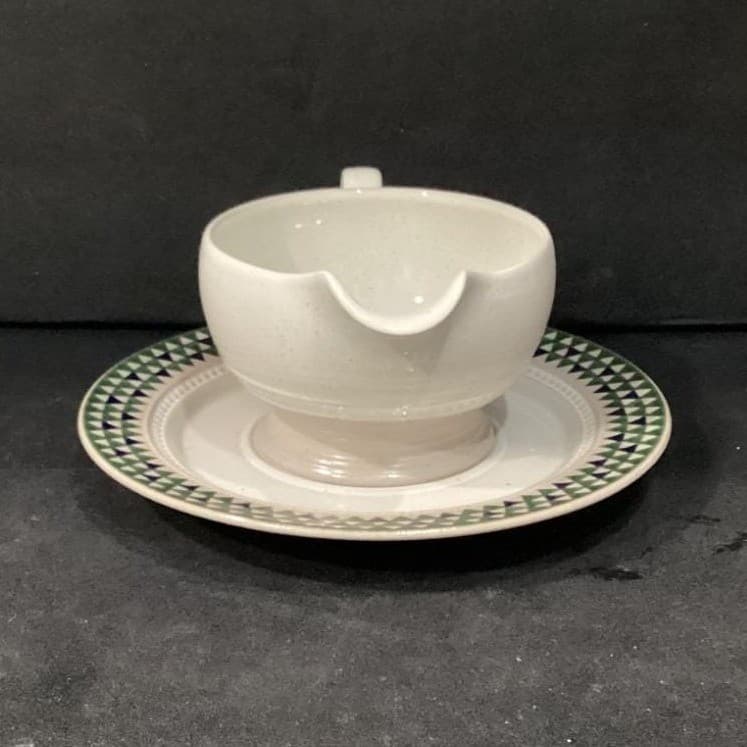 Mikasa StoneCraft "Laredo" Gravy Boat With Saucer, Vintage Southwest Stoneware - Thumbnail 3
