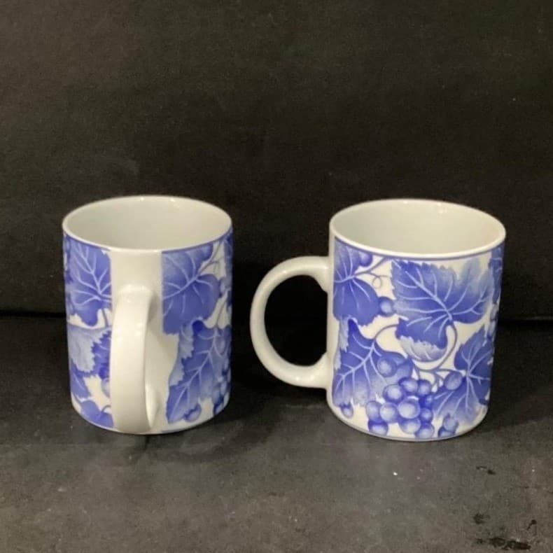 Omnibus By Fitz And Floyd "Bordeaux" Mugs, Set of 2, Grapevine Design Drinkware - Thumbnail 5