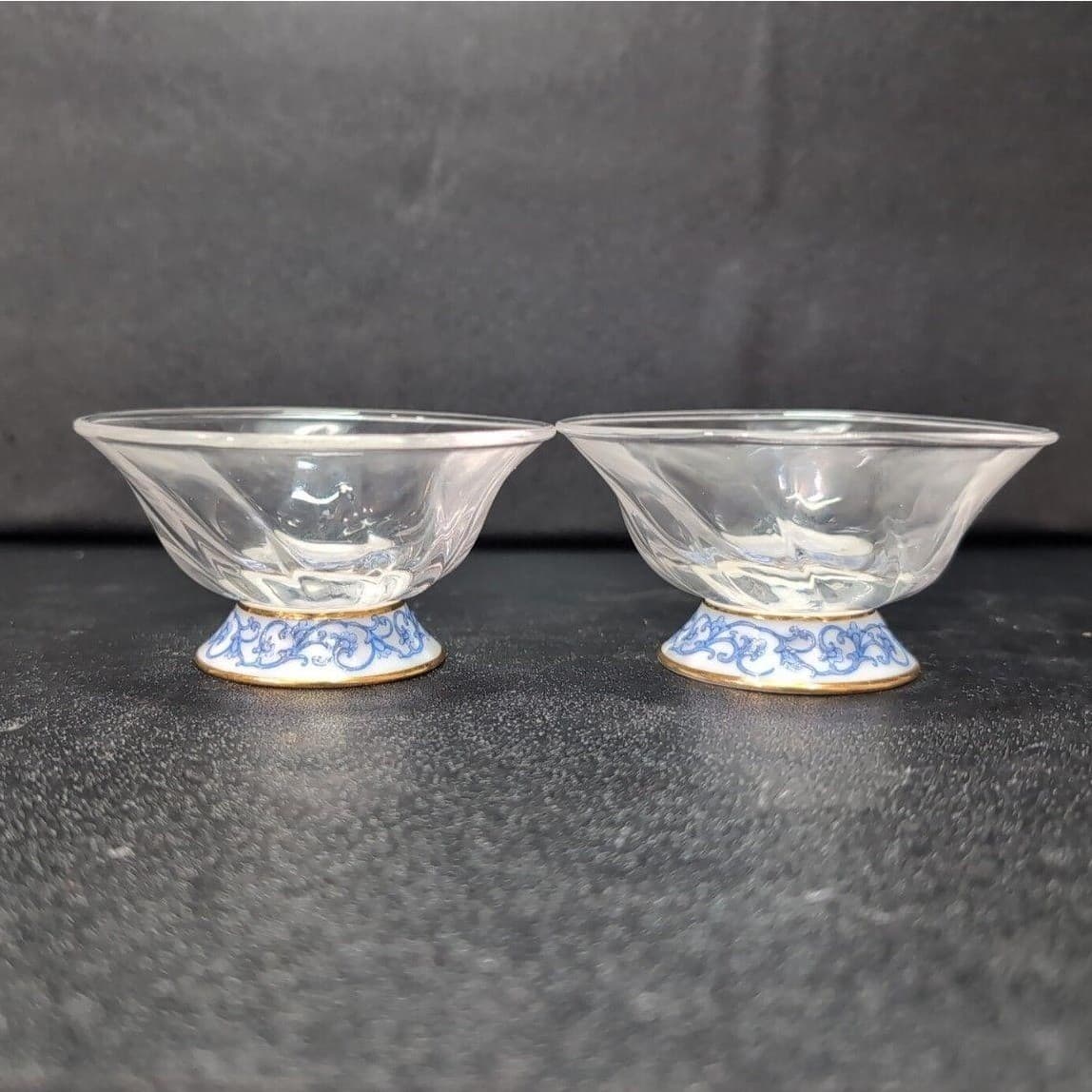 Eilong Fusion-Asia Teacups, Set of 2, Glass Tea Cup With Chinese Porcelain Base - Thumbnail 4