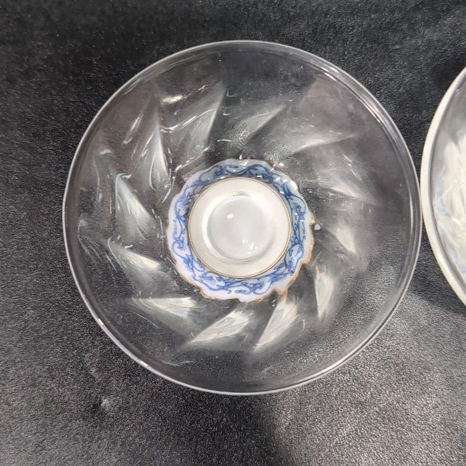 Eilong Fusion-Asia Teacups, Set of 2, Glass Tea Cup With Chinese Porcelain Base - Thumbnail 7