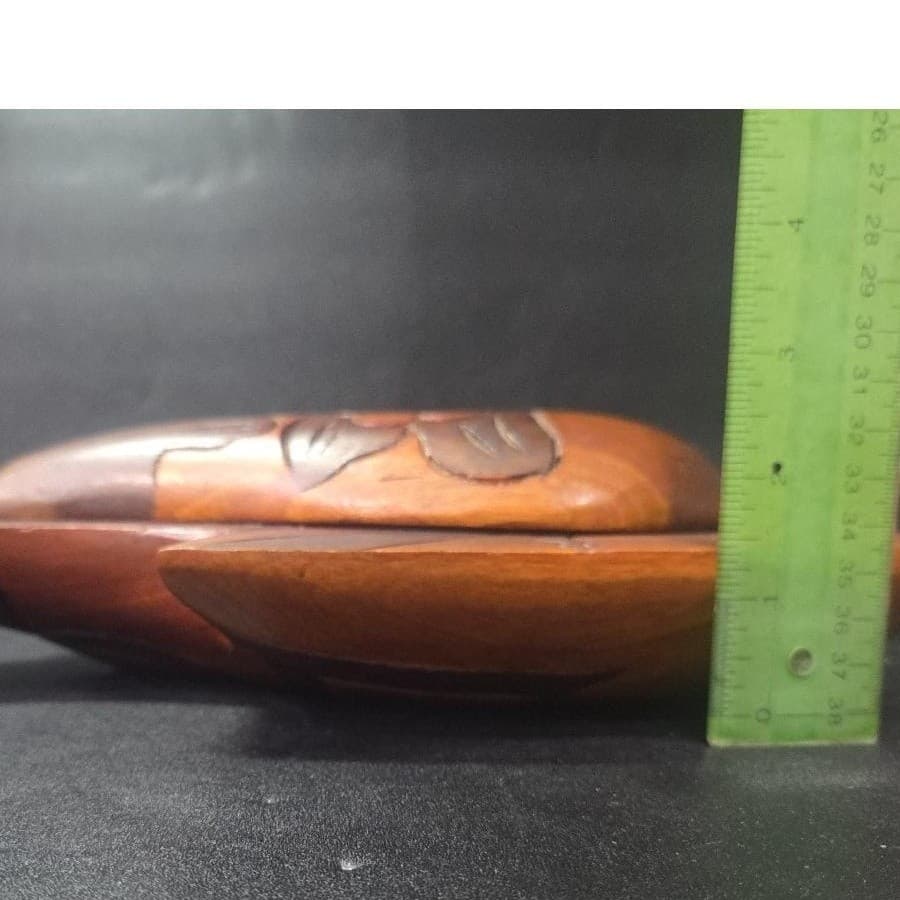 Hand Carved Wood Fish Serving Tray, Rustic Decorative Bowl with Lid, Centerpiece - Thumbnail 11
