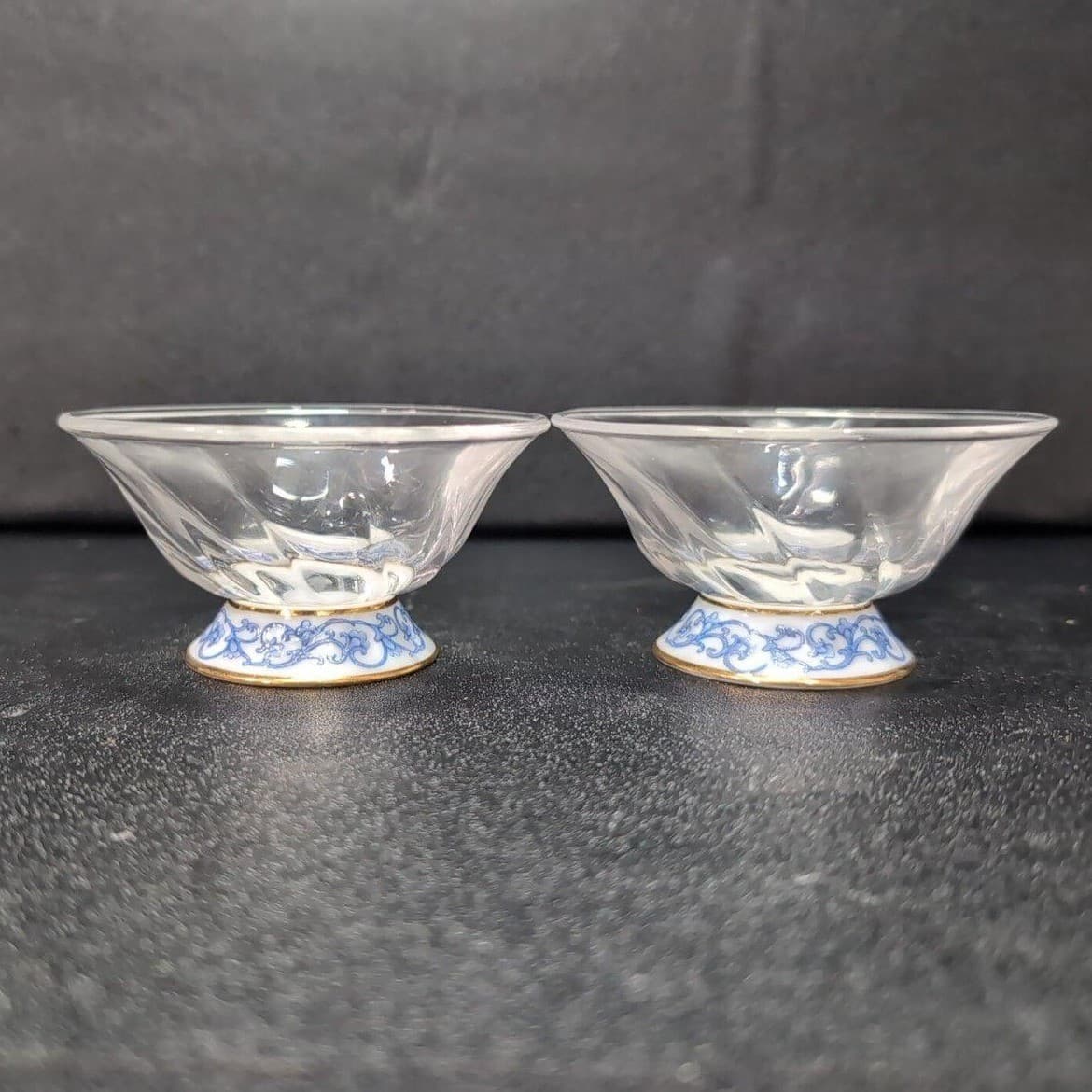 Eilong Fusion-Asia Teacups, Set of 2, Glass Tea Cup With Chinese Porcelain Base - Thumbnail 3