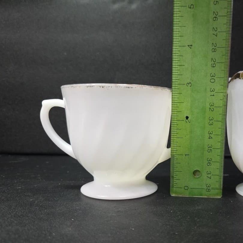 Anchor Hocking Milk Glass Sugar & Creamer, Gold Rimmed Swirl Design, Replacement - Thumbnail 9