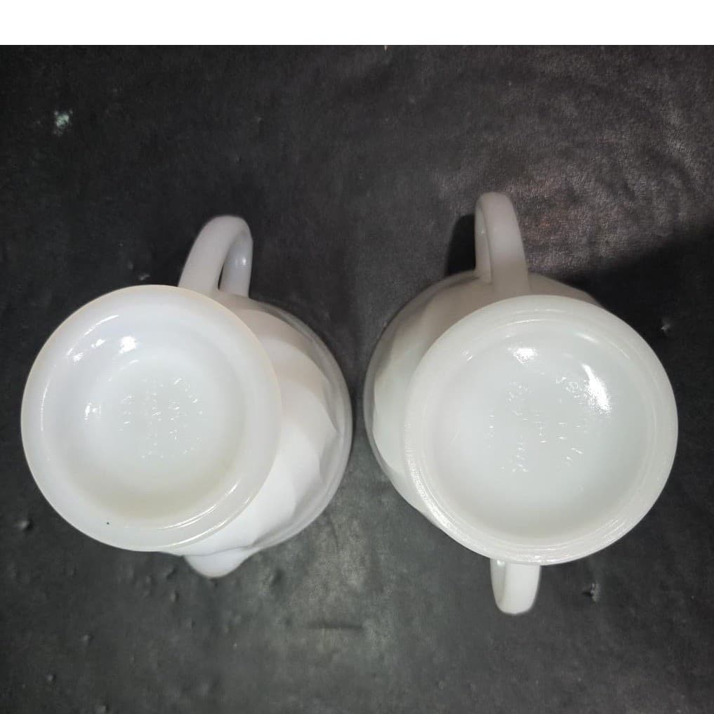 Anchor Hocking Milk Glass Sugar & Creamer, Gold Rimmed Swirl Design, Replacement - Thumbnail 8