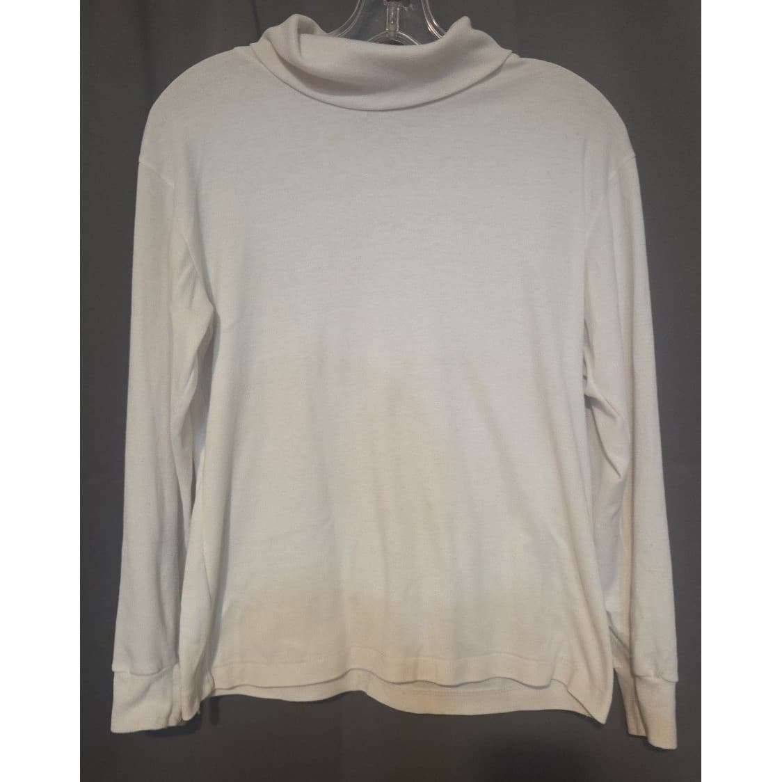 Steeple Jones White Long Sleeve Turtleneck, Ribbed Knit Top, Woman's Small - Thumbnail 3