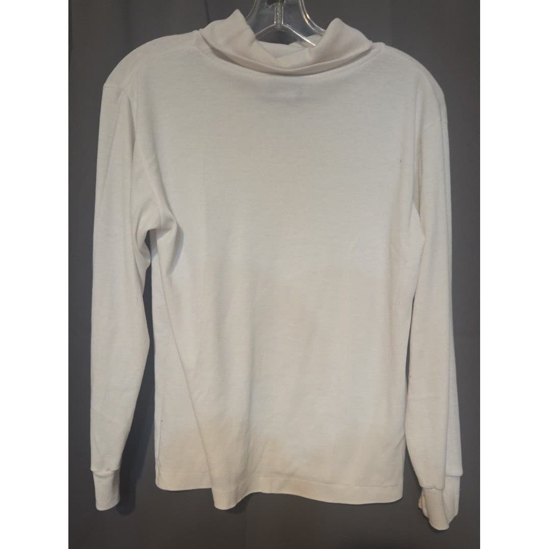 Steeple Jones White Long Sleeve Turtleneck, Ribbed Knit Top, Woman's Small - Thumbnail 4