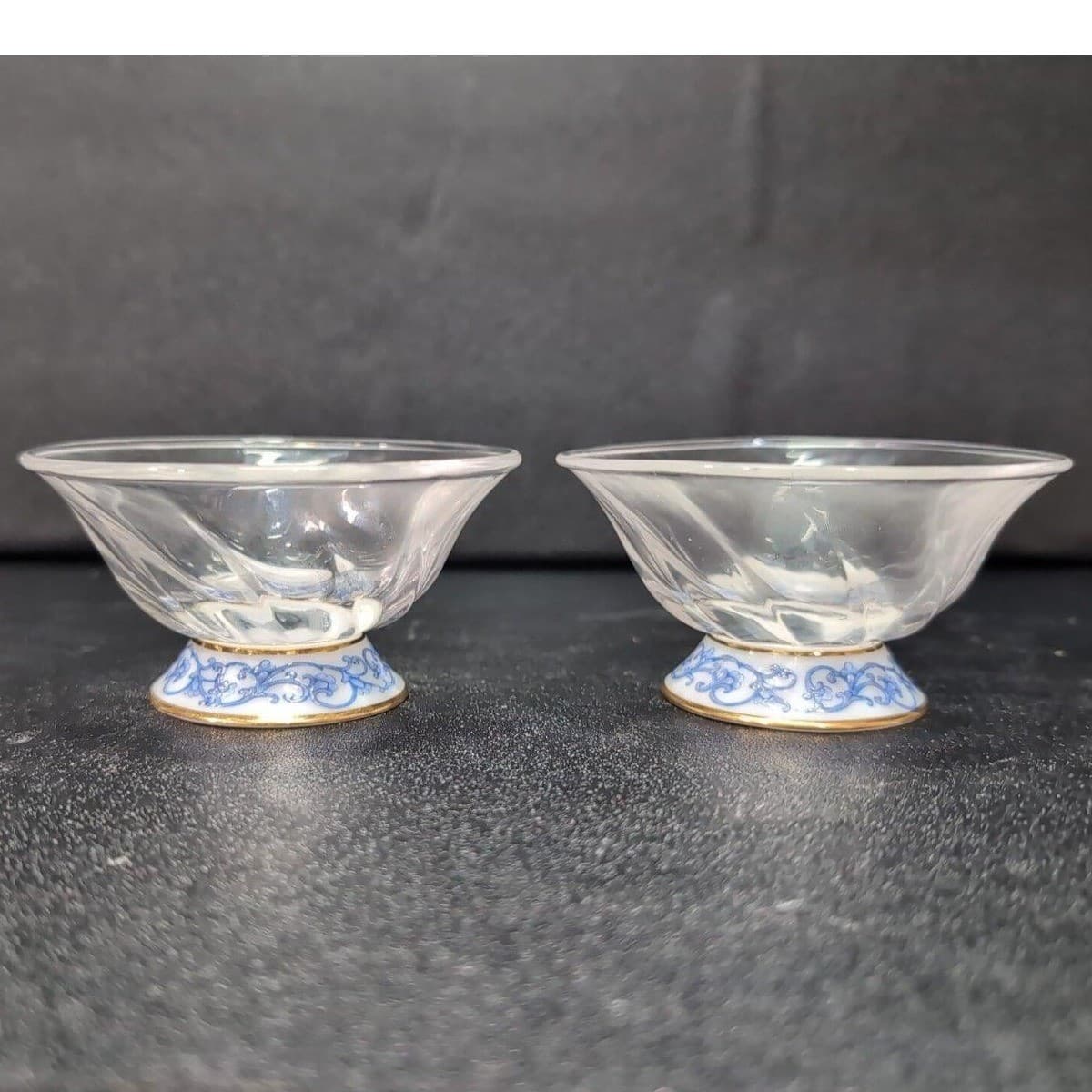 Eilong Fusion-Asia Teacups, Set of 2, Glass Tea Cup With Chinese Porcelain Base - Thumbnail 2