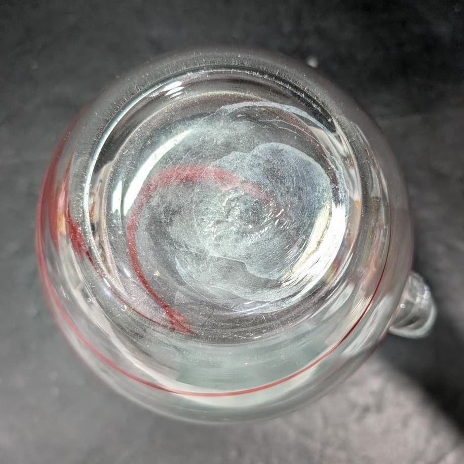 Pier 1 Imports Red Swirline Glass Pitcher, Hand-Blown Beverage Dispenser - Thumbnail 8