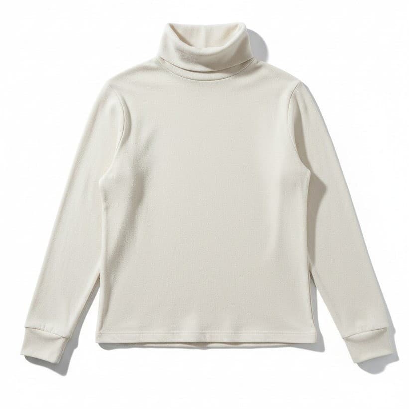 Steeple Jones White Long Sleeve Turtleneck, Ribbed Knit Top, Woman's Small