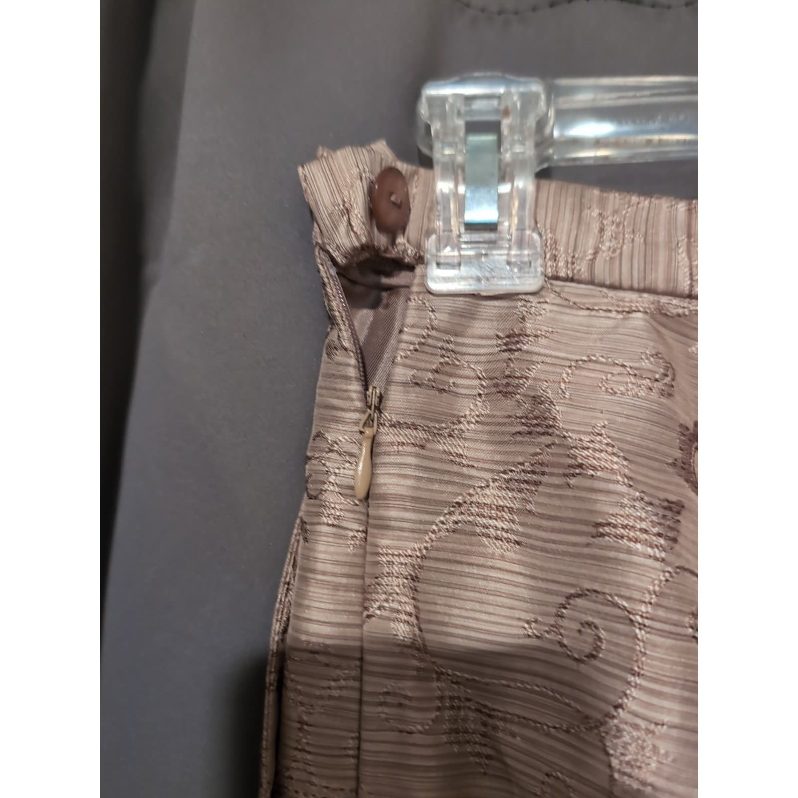 Travis Ayers Taupe Silk Pant Suit 2pc Jacquard Blazer Trousers, Women's Size 8 - Thumbnail 10