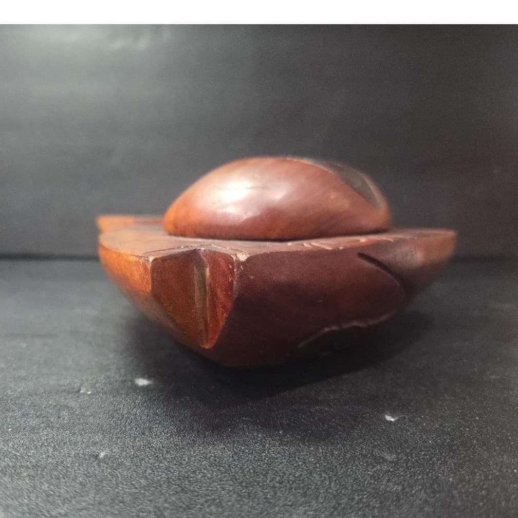 Hand Carved Wood Fish Serving Tray, Rustic Decorative Bowl with Lid, Centerpiece - Thumbnail 9