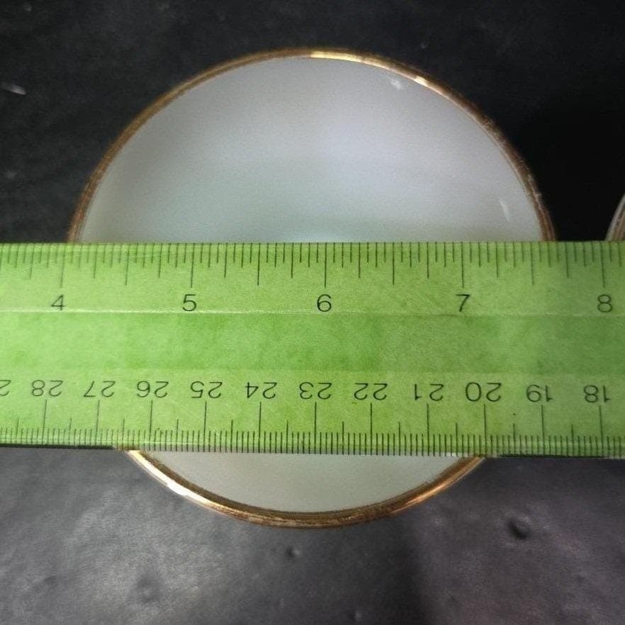 Anchor Hocking Fire King Milk Glass Teacups, Set of 2 Vintage Gold Rim Drinkware - Thumbnail 10