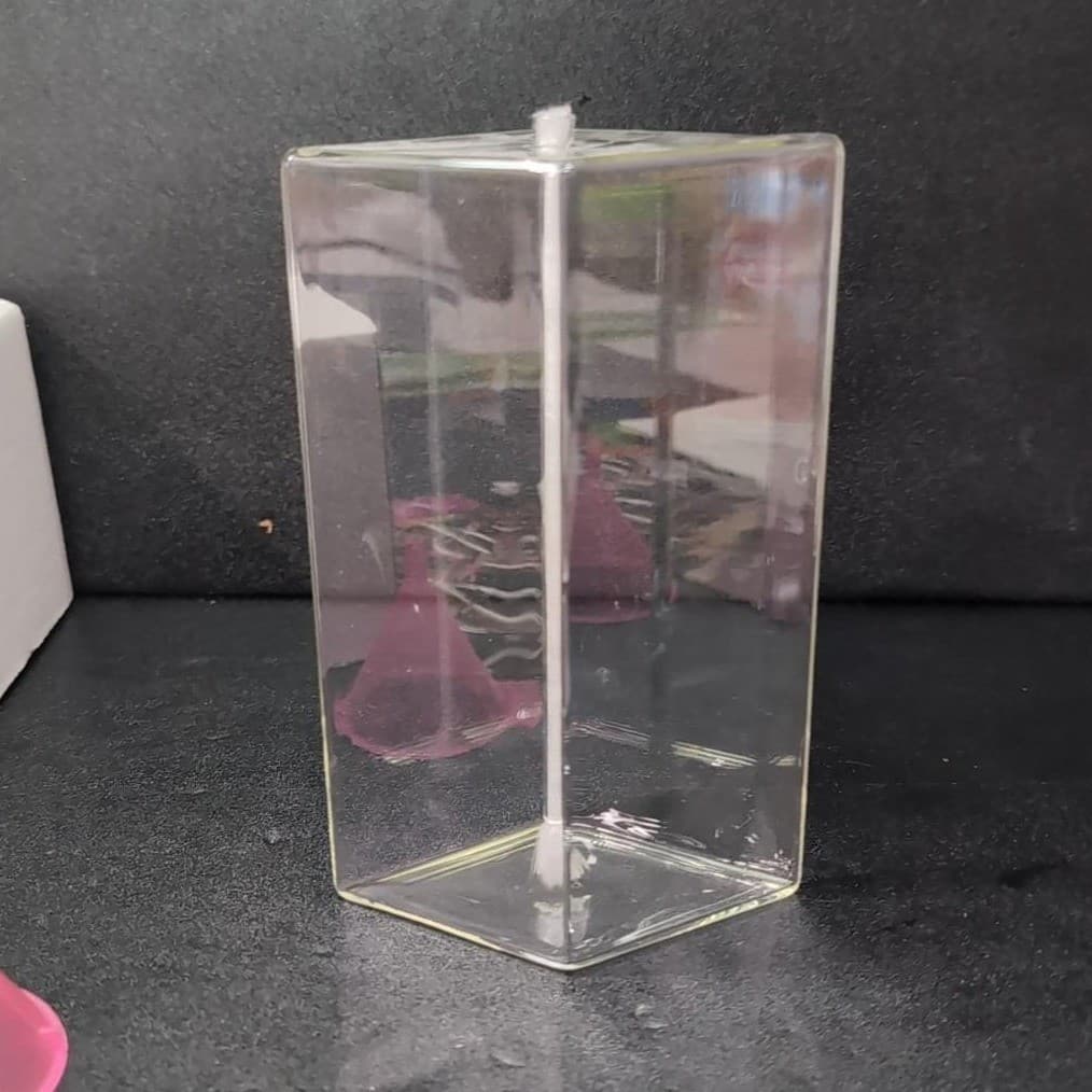 Firelight Glass 7" Diamond Oil Candle Lamp #287, Handblown Clear Glassware Decor - Thumbnail 3