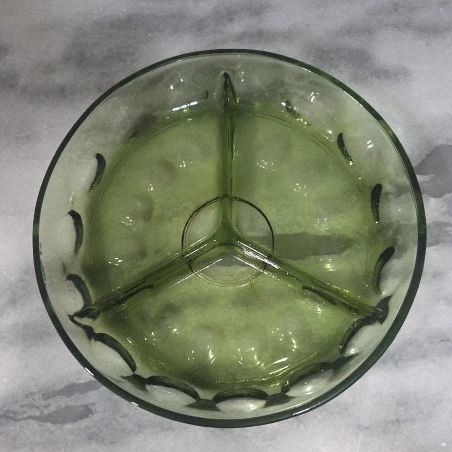 Indiana Glass Green Relish Tray, Kings Crown Thumbprint Design, Replacement Dish - Thumbnail 5