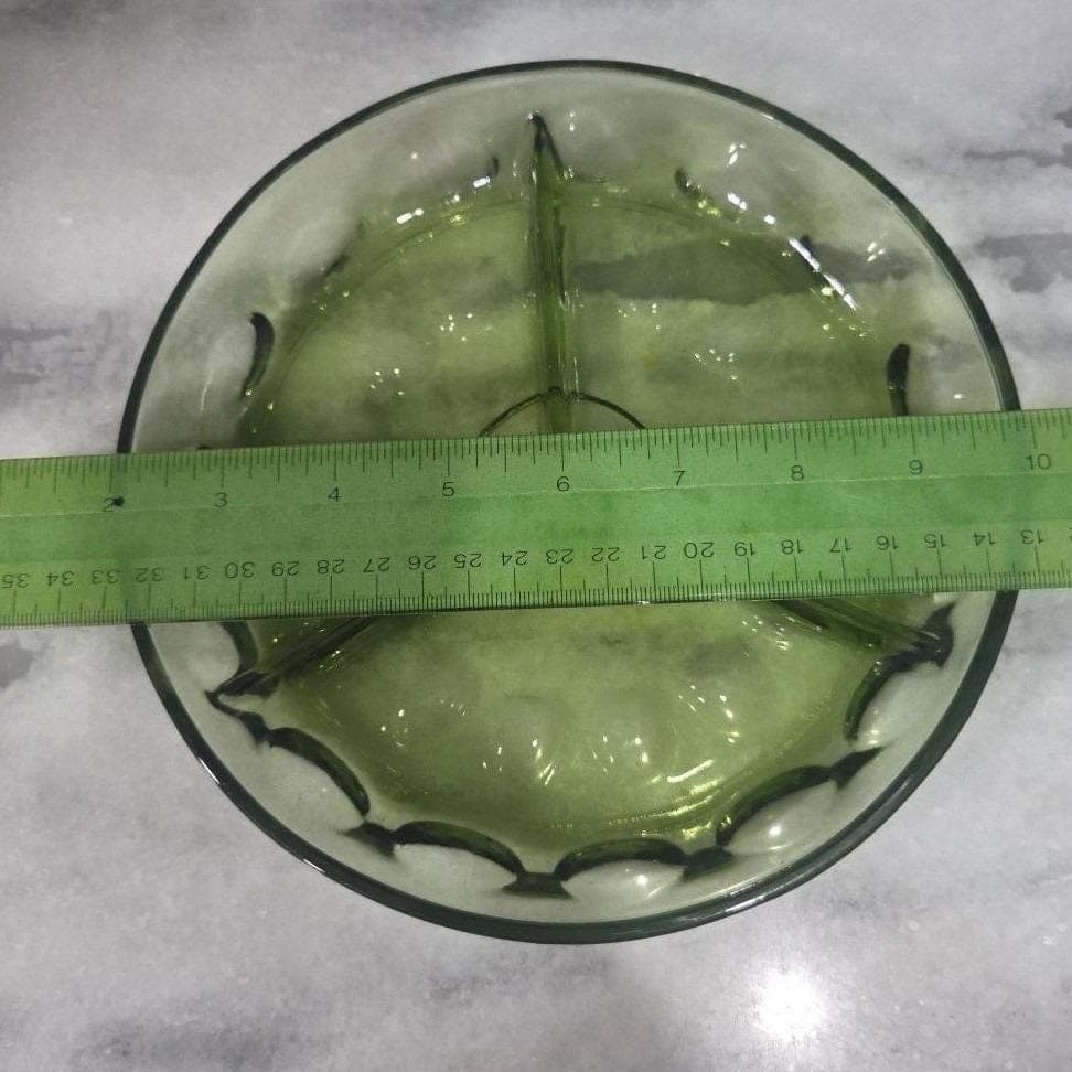 Indiana Glass Green Relish Tray, Kings Crown Thumbprint Design, Replacement Dish - Thumbnail 2