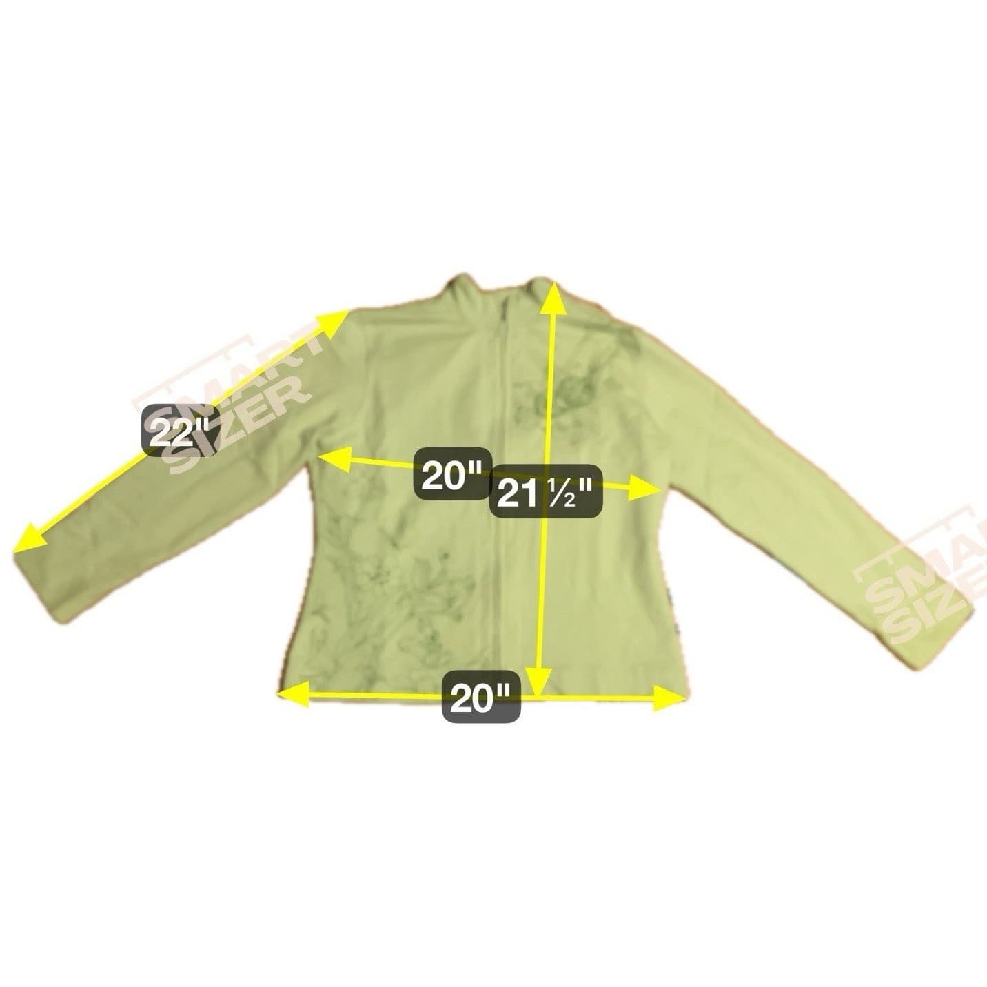 Tranquility Sage Green Floral Butterfly Zip Up Jacket, Mock Neck, Woman's Small - Thumbnail 2