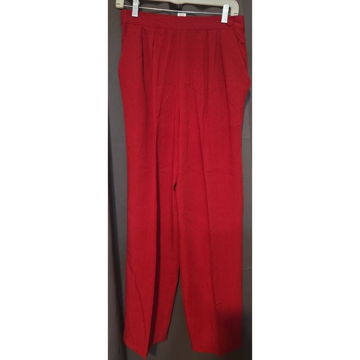 Suburbans Vintage Red High Waisted Pleated Straight Leg Pants, Woman's Size 10 - Thumbnail 3
