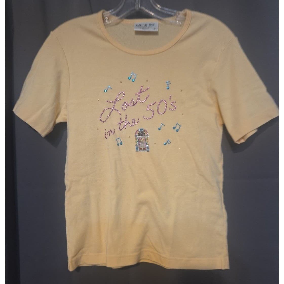 Cactus Bay Apparel Lost in the 50s Rhinestone Jukebox T-Shirt, Yellow Women's M - Thumbnail 3