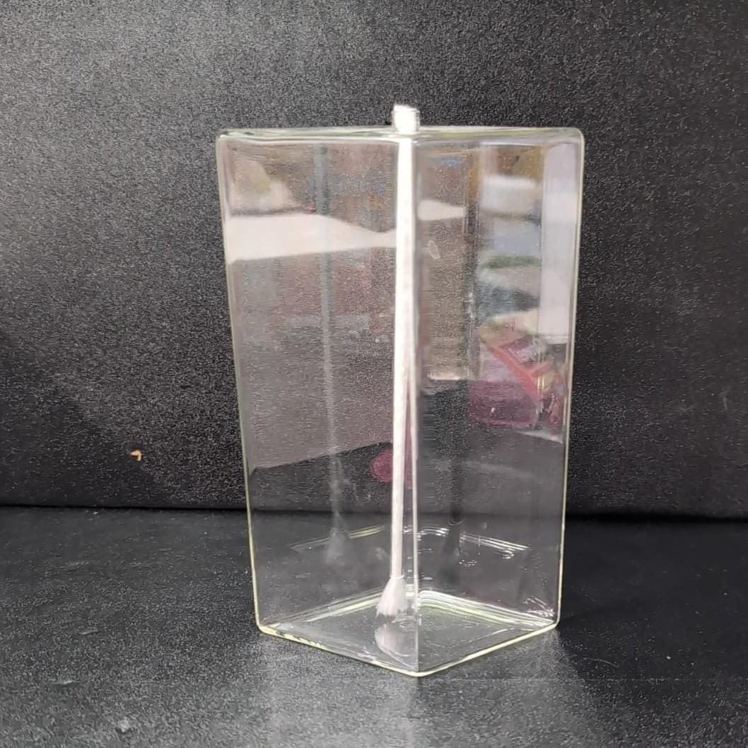 Firelight Glass 7" Diamond Oil Candle Lamp #287, Handblown Clear Glassware Decor - Thumbnail 5