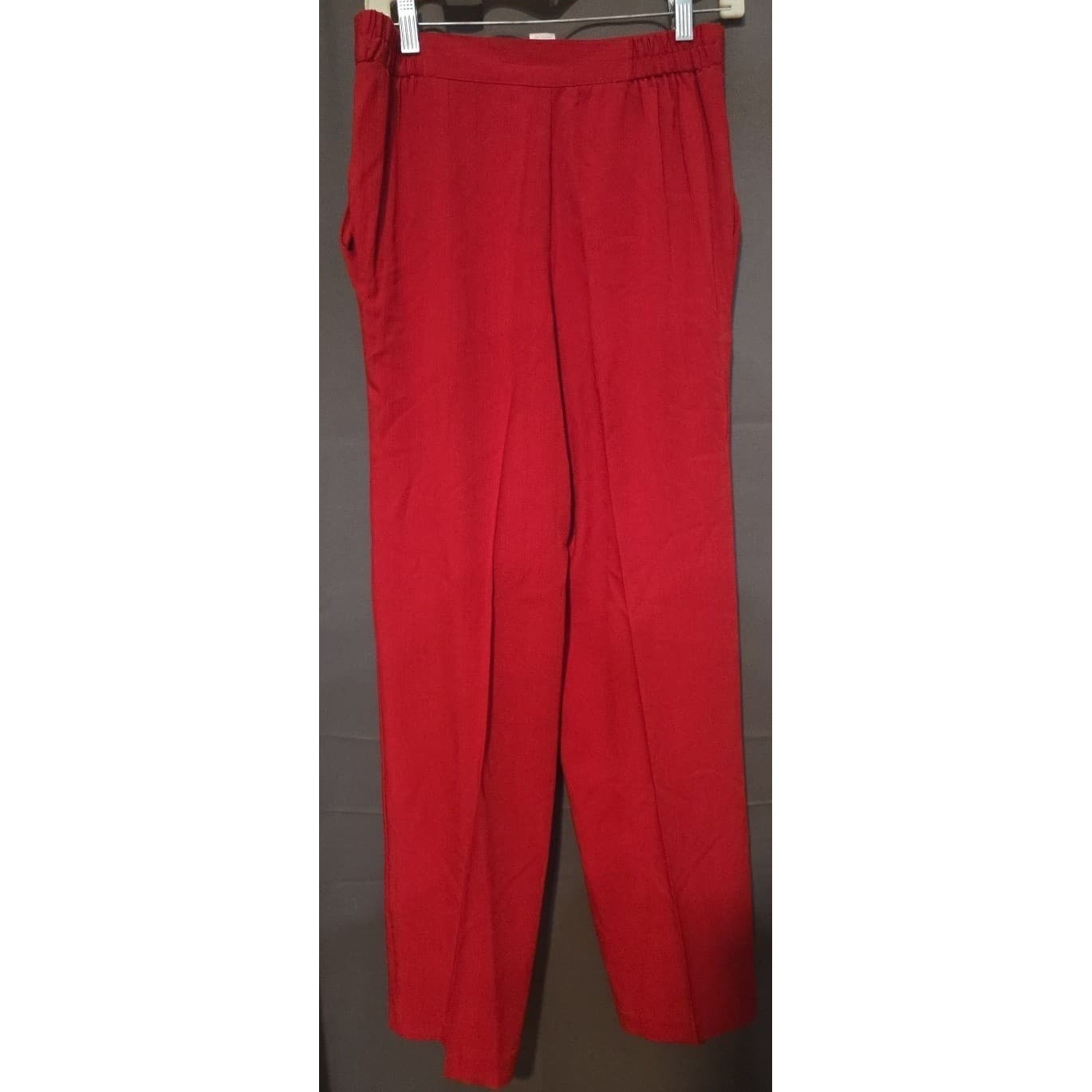 Suburbans Vintage Red High Waisted Pleated Straight Leg Pants, Woman's Size 10 - Thumbnail 4