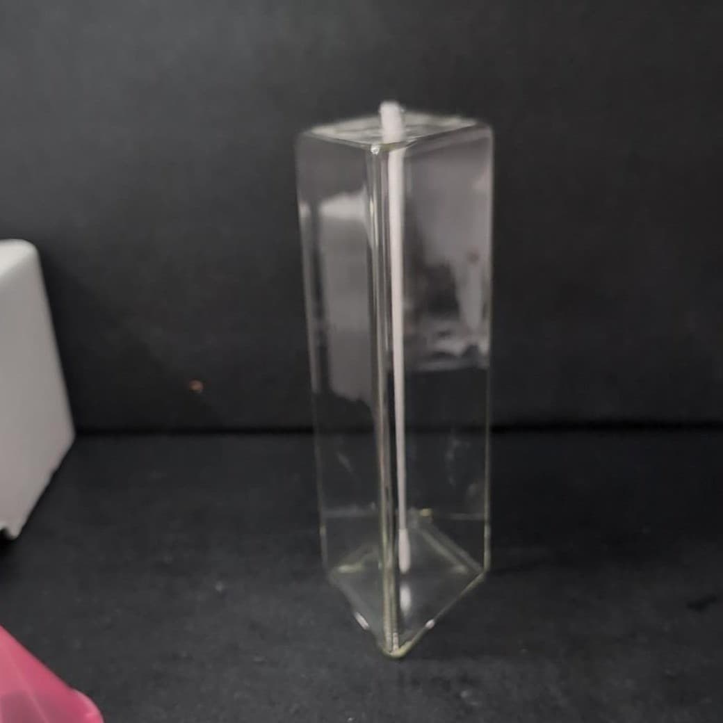 Firelight Glass 7" Diamond Oil Candle Lamp #287, Handblown Clear Glassware Decor - Thumbnail 4