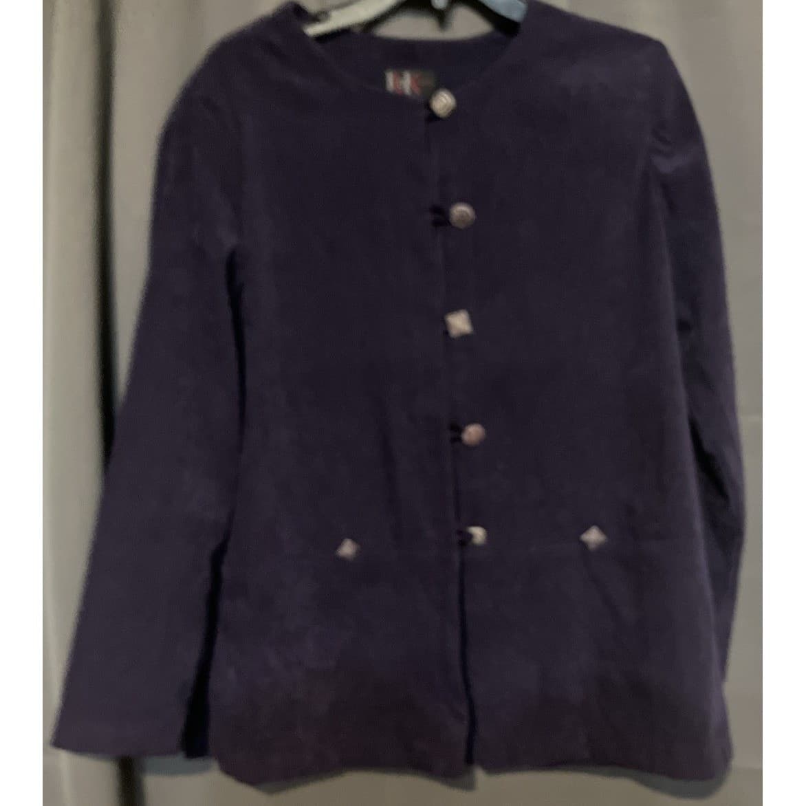 R&K Originals Purple Faux Suede Mismatched Button Front Jacket, Women's Size 8 - Thumbnail 3