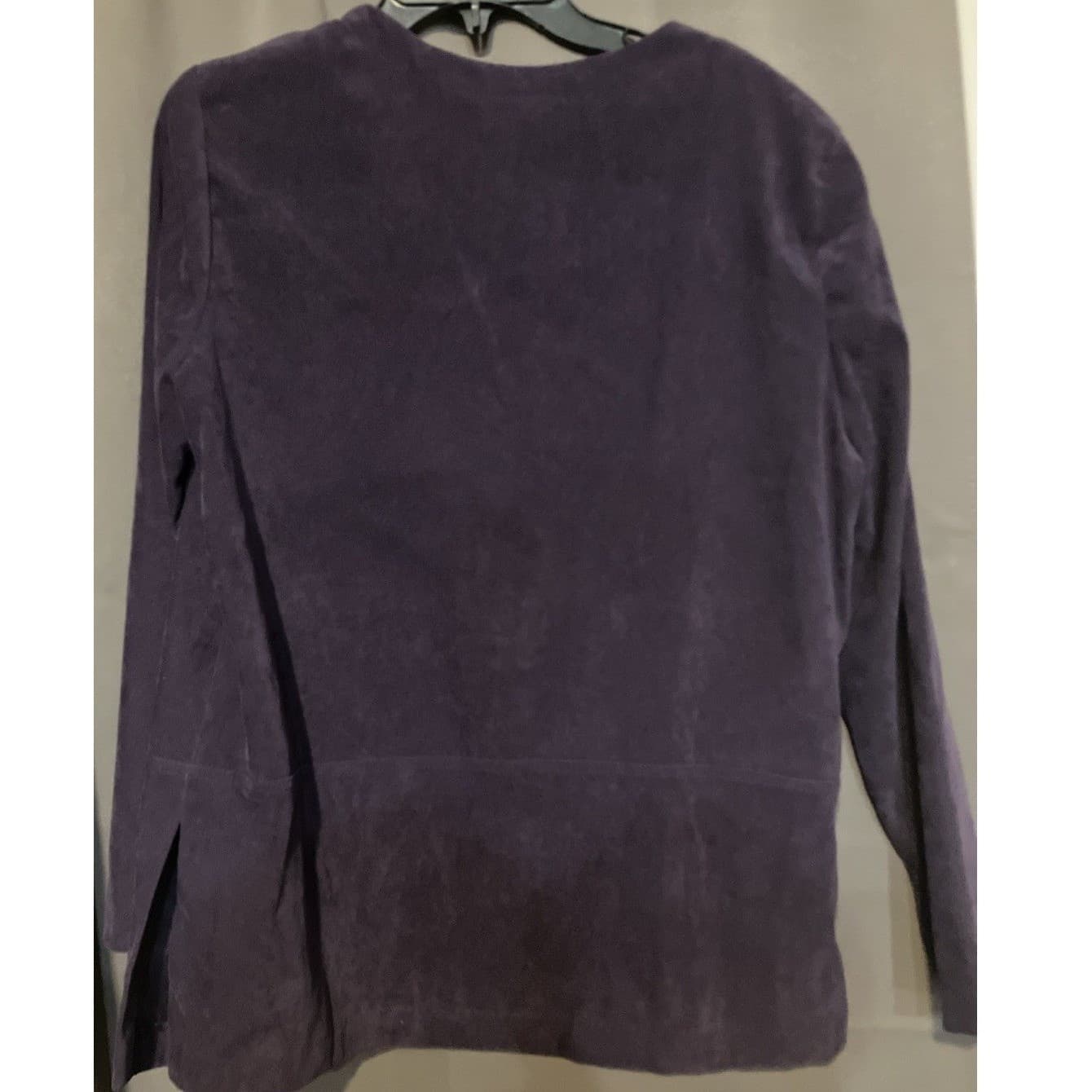 R&K Originals Purple Faux Suede Mismatched Button Front Jacket, Women's Size 8 - Thumbnail 4
