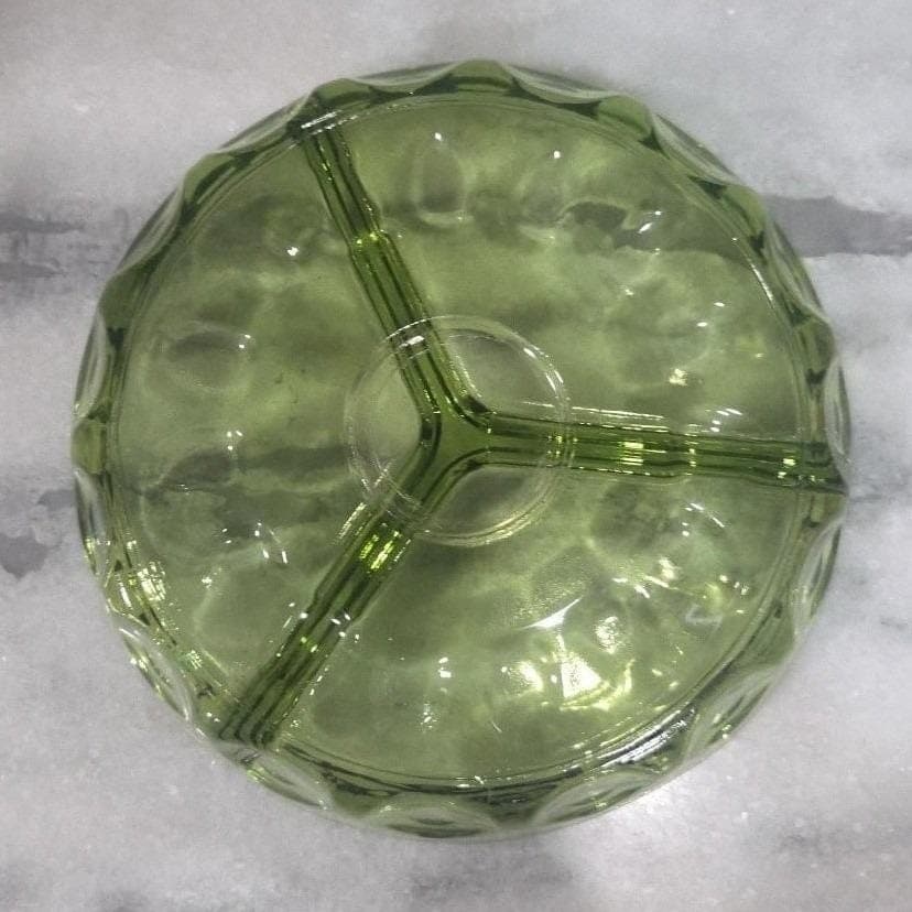 Indiana Glass Green Relish Tray, Kings Crown Thumbprint Design, Replacement Dish - Thumbnail 6