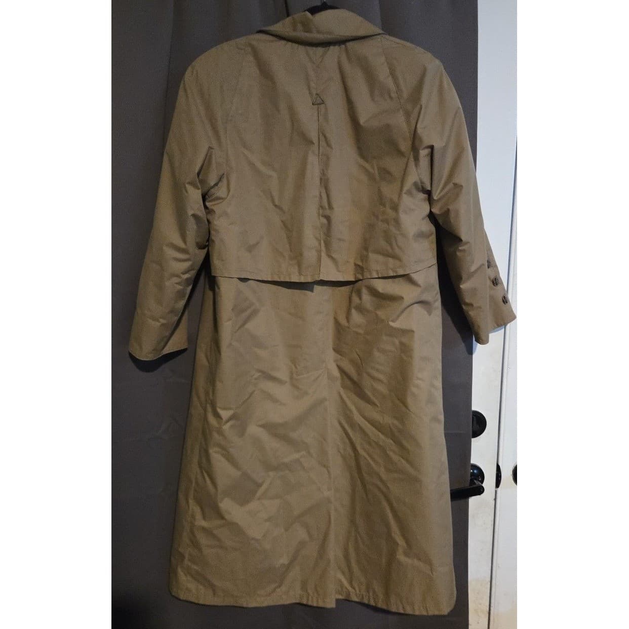 London Fog Tempo Europa Tan Khaki Trench Coat, Red Wool Liner, Women's Petite 4 - Thumbnail 4