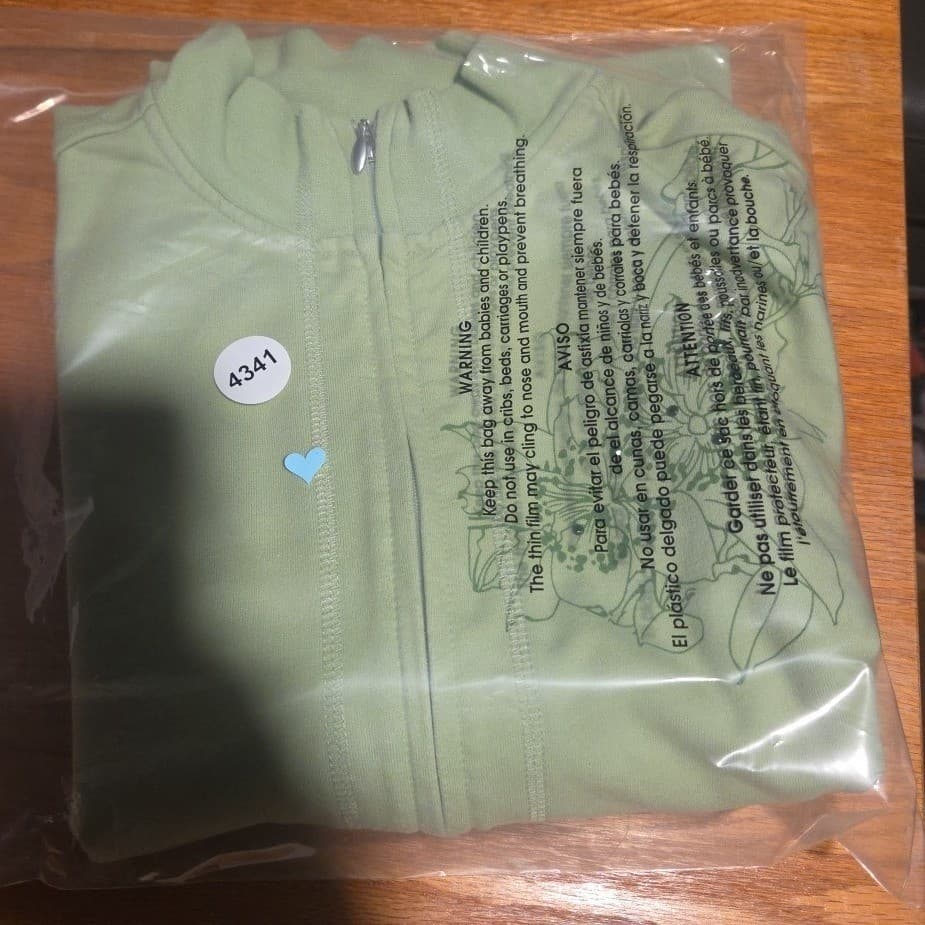 Tranquility Sage Green Floral Butterfly Zip Up Jacket, Mock Neck, Woman's Small - Thumbnail 8