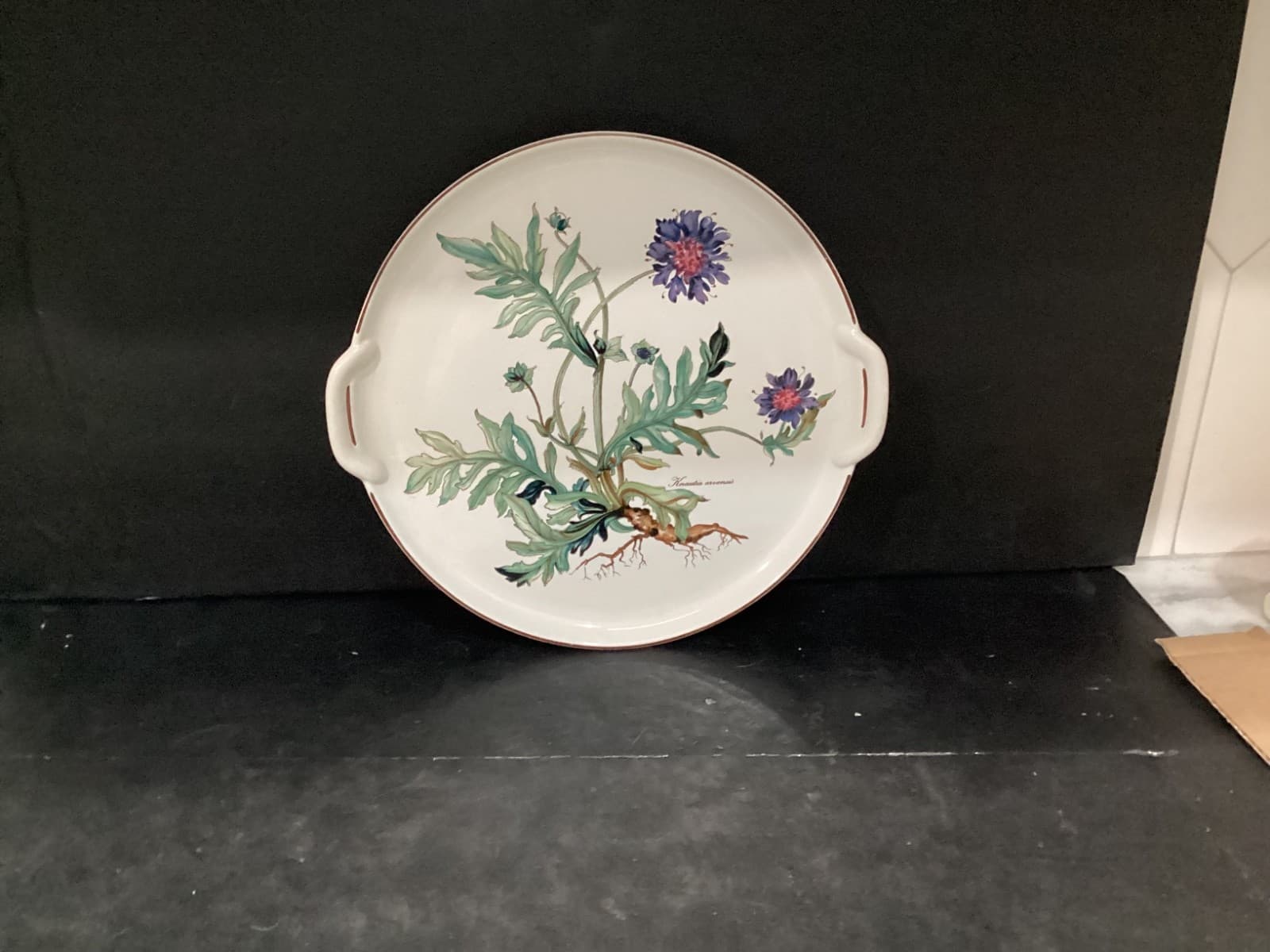Villeroy and Boch Botanica Knautia Arvensis Tab Handled 12" Cake Plate Platter