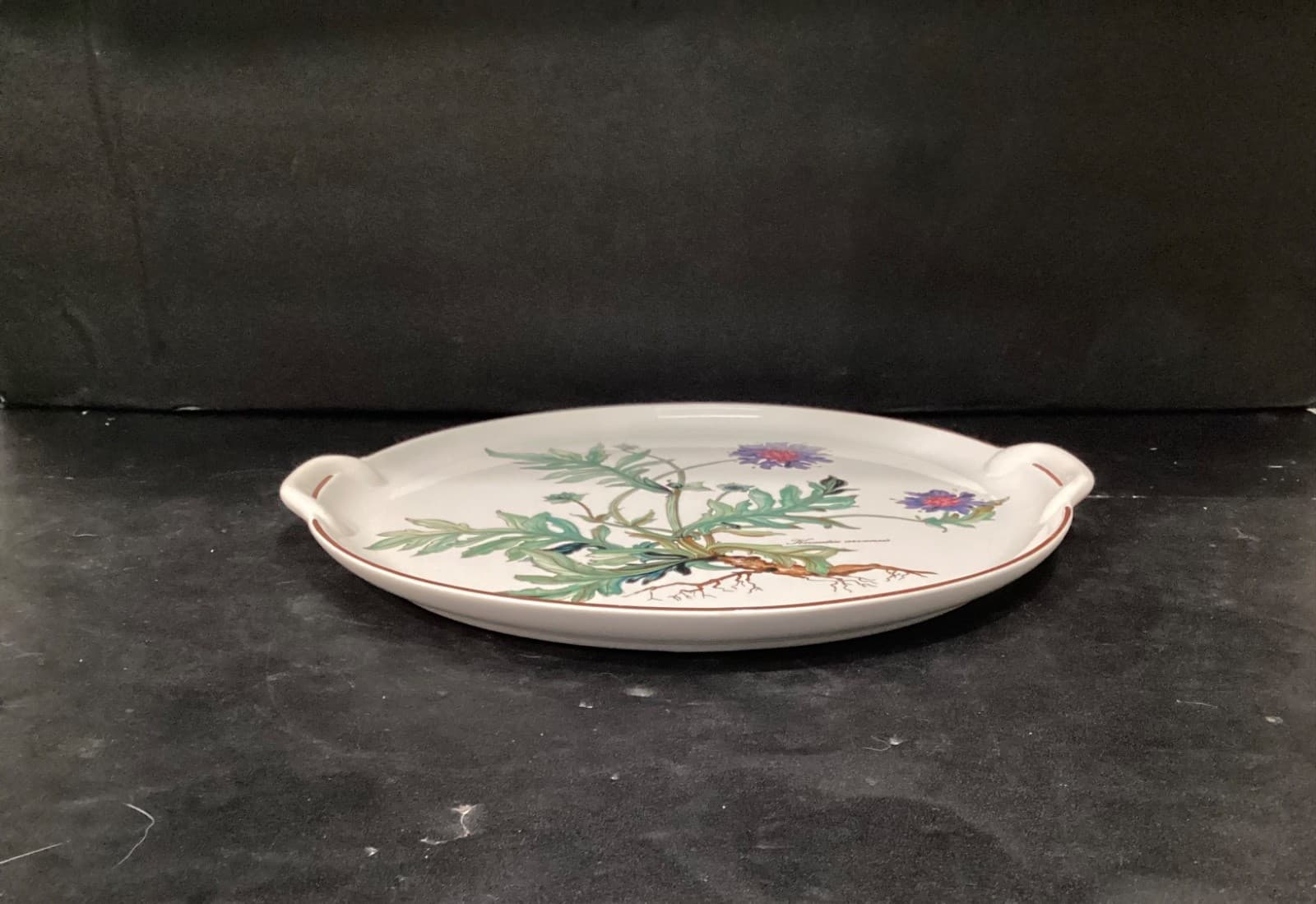 Villeroy and Boch Botanica Knautia Arvensis Tab Handled 12" Cake Plate Platter - Thumbnail 8