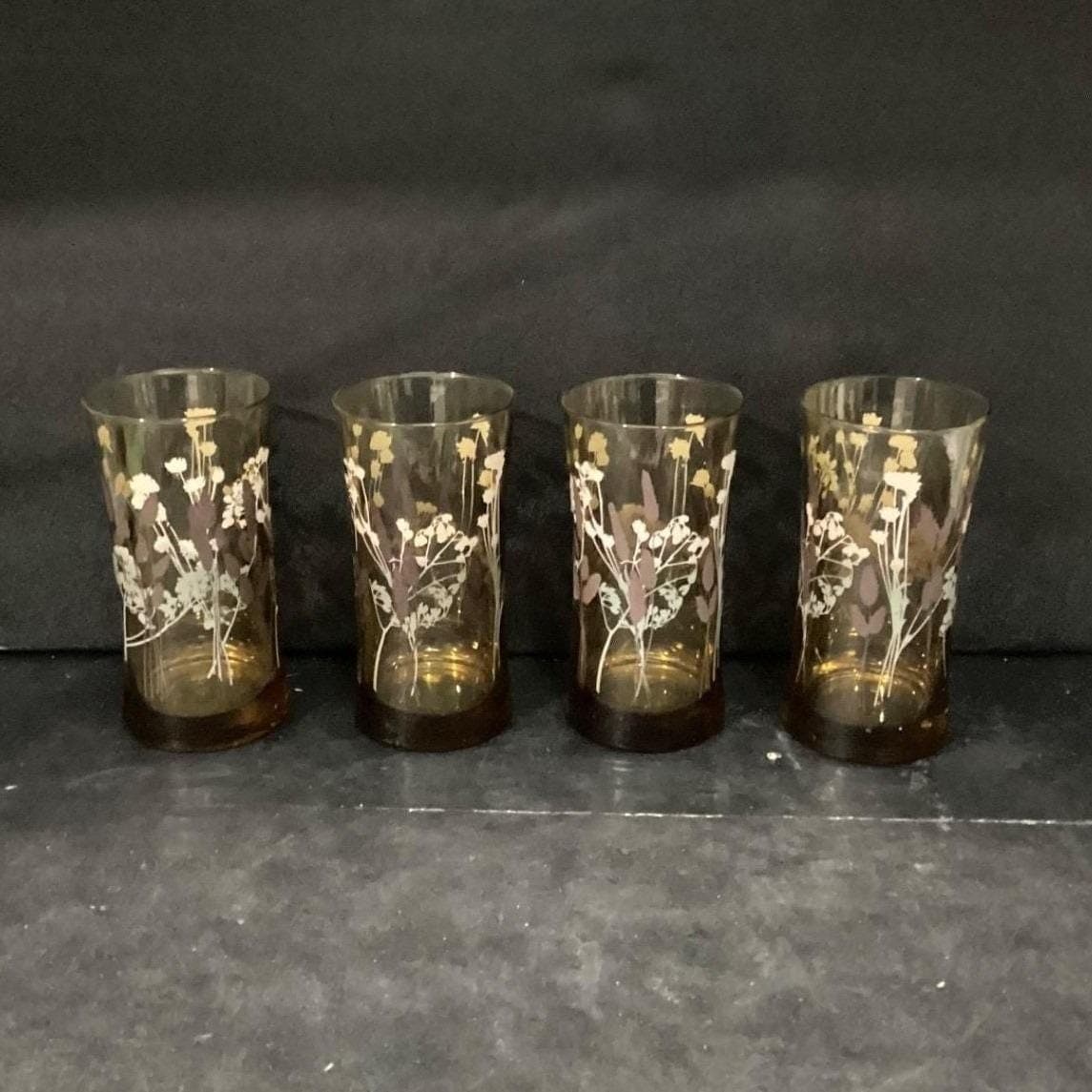 Federal Glass Interlude Highball Glasses, Set of 4, Hourglass, Floral Tumblers - Thumbnail 12