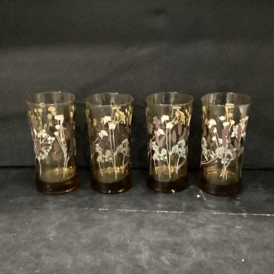 Federal Glass Interlude Highball Glasses, Set of 4, Hourglass, Floral Tumblers - Thumbnail 9