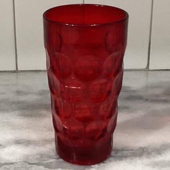 Imperial Glass Provincial Dark Ruby Flat Tumbler, Vintage Glassware, Drinkware - Thumbnail 11