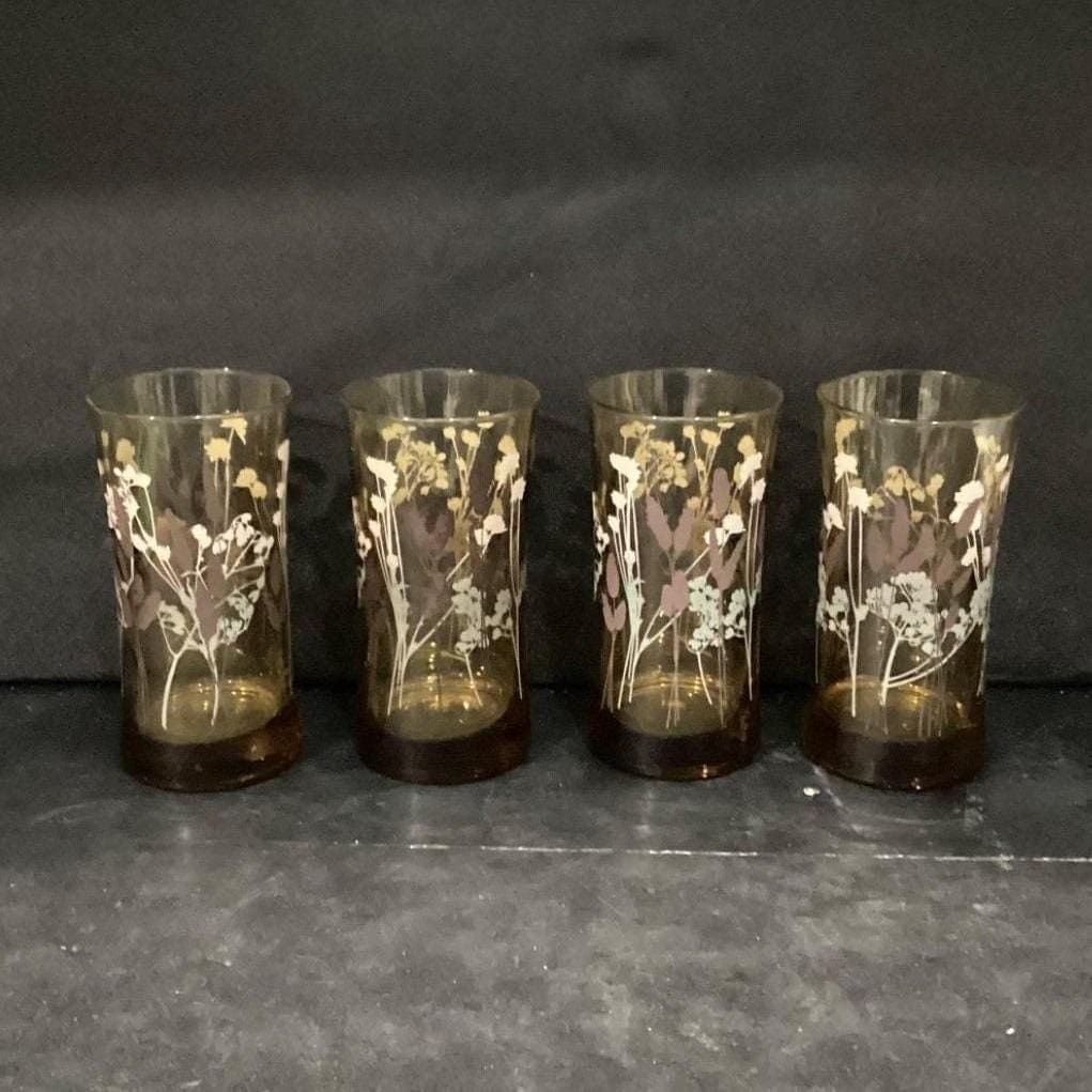 Federal Glass Interlude Highball Glasses, Set of 4, Hourglass, Floral Tumblers - Thumbnail 10
