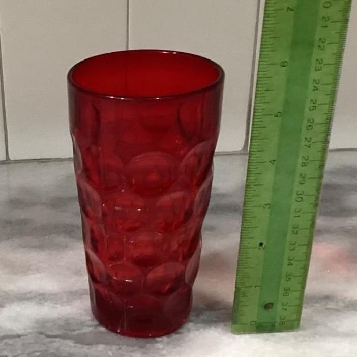 Imperial Glass Provincial Dark Ruby Flat Tumbler, Vintage Glassware, Drinkware - Thumbnail 2