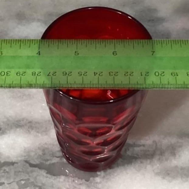 Imperial Glass Provincial Dark Ruby Flat Tumbler, Vintage Glassware, Drinkware - Thumbnail 3
