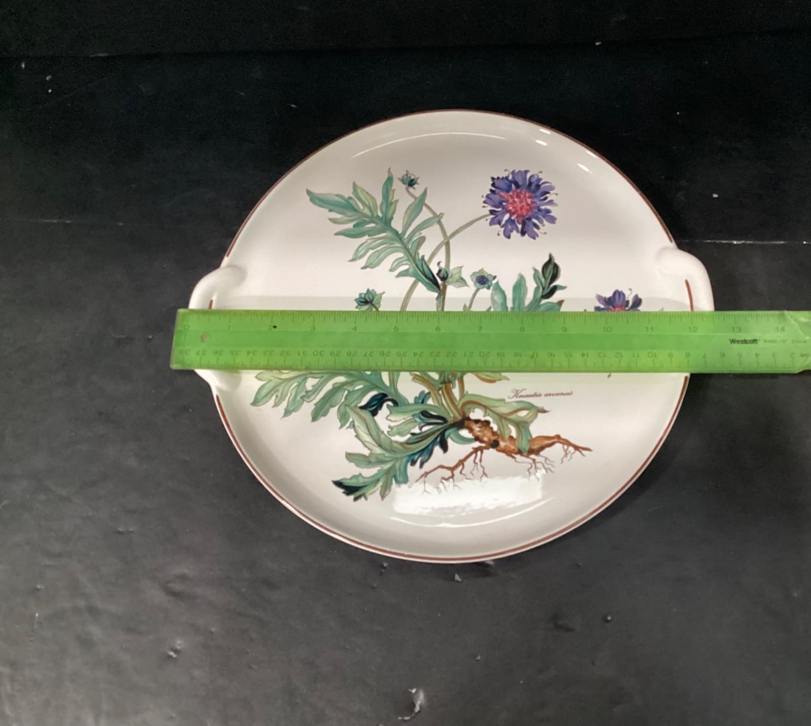 Villeroy and Boch Botanica Knautia Arvensis Tab Handled 12" Cake Plate Platter - Thumbnail 7