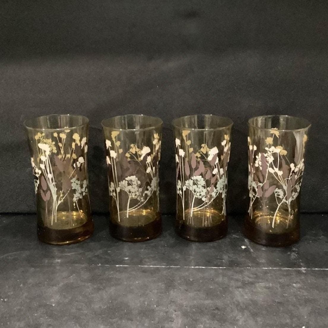 Federal Glass Interlude Highball Glasses, Set of 4, Hourglass, Floral Tumblers - Thumbnail 8