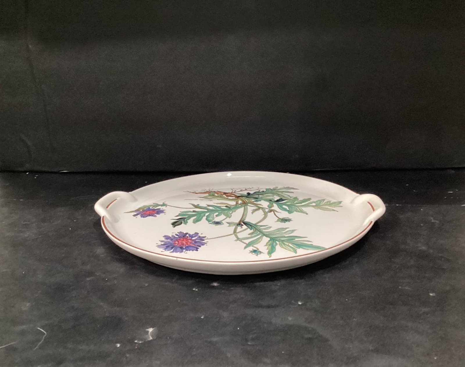 Villeroy and Boch Botanica Knautia Arvensis Tab Handled 12" Cake Plate Platter - Thumbnail 10