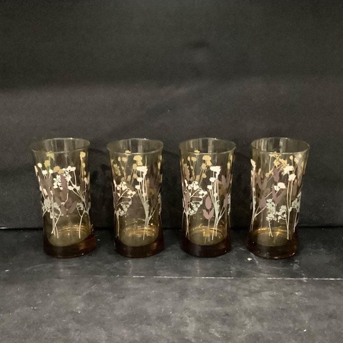 Federal Glass Interlude Highball Glasses, Set of 4, Hourglass, Floral Tumblers - Thumbnail 11