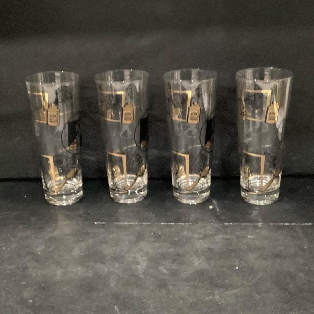 Fuller Brush Swanky Swigg Tumblers, Set of 4, Black Gold Highball Glasses - Thumbnail 8