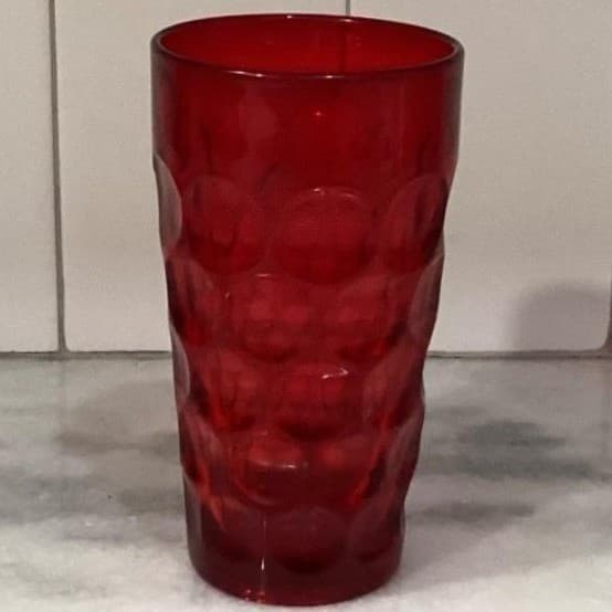 Imperial Glass Provincial Dark Ruby Flat Tumbler, Vintage Glassware, Drinkware - Thumbnail 7