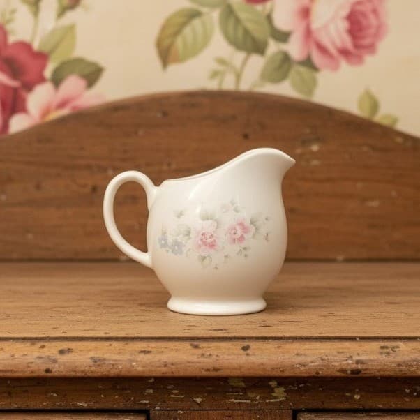 Pfaltzgraff Tea Rose Creamer, Stoneware Floral Pitcher, Tableware, Cottagecore