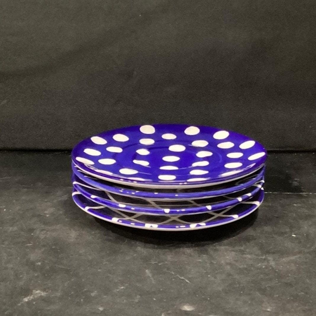 Pacific Rim Blue Salad Plates, Set of 4, Multi-patterned Dishes, Dinnerware - Thumbnail 10