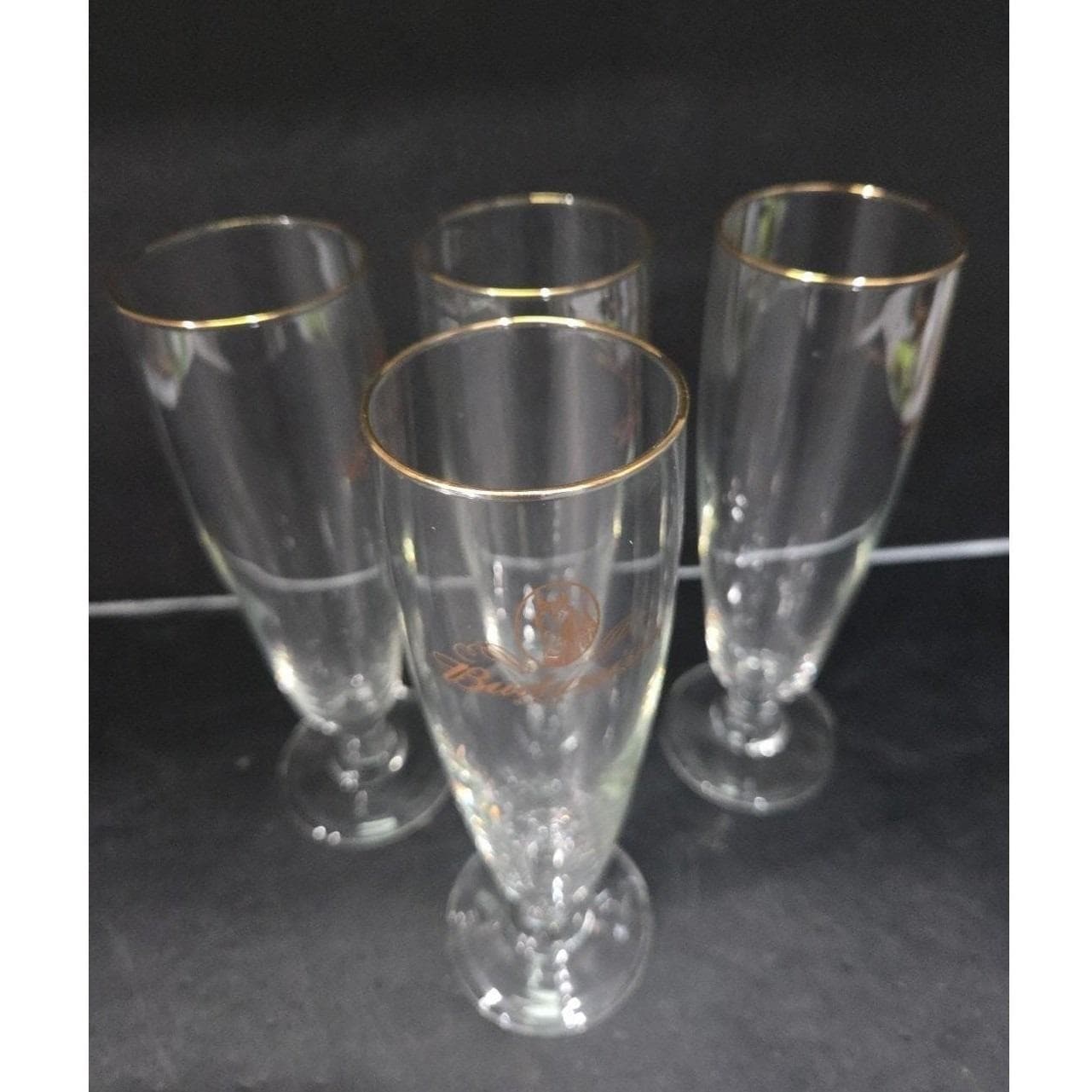 Budweiser Clydesdales Pilsner Glasses, Set of 4, Gold Rimmed Stemware, Drinkware - Thumbnail 6