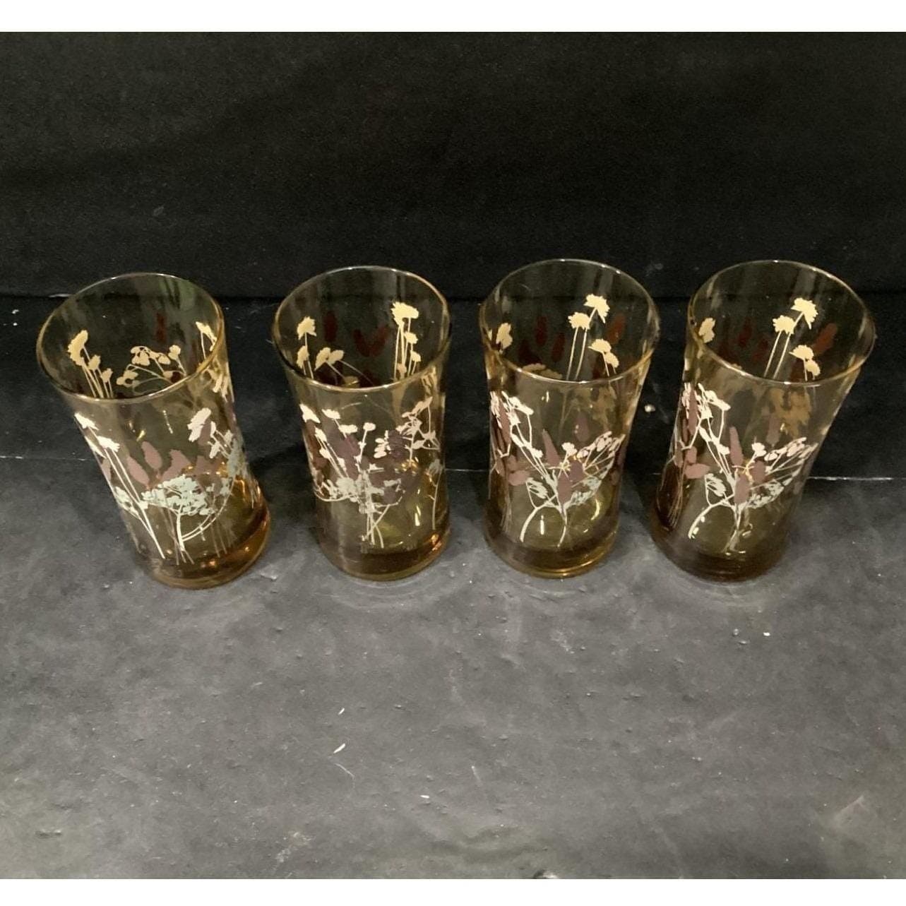 Federal Glass Interlude Highball Glasses, Set of 4, Hourglass, Floral Tumblers - Thumbnail 3